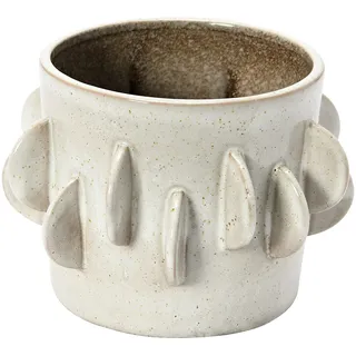 Bloomingville Handgefertigter Pflanztopf aus Steinzeug mit reaktiver Glasur und antikem Finish, Weiß