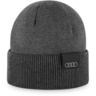 Audi Wende-Strickmütze Beanie Mütze, schwarz/grau 3132402100