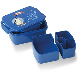 AWAVE Die Schule der Magischen Tiere Brotdose Kinder mit Fächern rPET Blau Juri Snackbox 1 L mit Deckel und 4 Fächer Unterteilung, Auslaufsicher, Pausenbox für Schule Kindergarten Picknick Reise