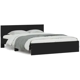 vidaXL Bettgestell mit Kopfteil Schwarz 140x200 cm - Schwarz