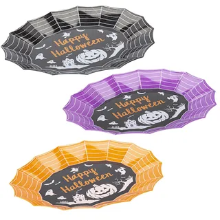 33cm Halloween Oval Tablett Set Mit 3 - Schwarz/Lila/Orange