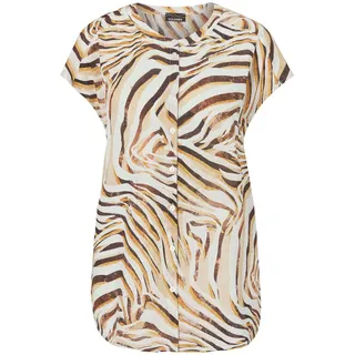 Kurzarmbluse GOLDNER "Bluse", Damen, Gr. 42, beige (beige, gemustert), Obermaterial: 100% Viskose CV., Sonstiges, Blusen Kurzarmbluse, Knöpfe