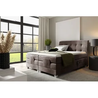 Boxspringbett Elektrisch Bett FRANCO 160x200cm in Stoff Fresh Schokobraun - Braun