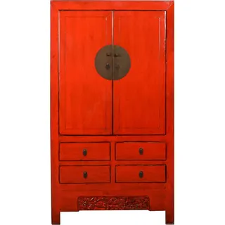 Fine Asianliving Antiker Chinesischer Hochzeitsschrank Rot Hochglanz B103xT50xH188cm Chinesischer Schrank Chinesischer Hochzeitsschrank Orientalische Möbel Asiatische - Bunt
