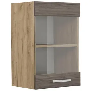 Vicco Küchenglasschrank R-Line Edelgrau 40 cm , Grau, Honigeiche , Holzwerkstoff , 1 Fächer , Rechteckig , 40x60x31 cm , Küchen, Küchenmöbel, Küchenschränke, Küchenoberschränke