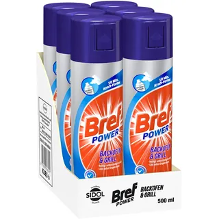 Bref Power Backofen & Grill, Backofenreiniger mit Aktivschaum, 6 x 500 ml, entfernt selbst hartnäckigste Verkrustungen