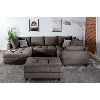 Collection AB Wohnlandschaft Polyester U-Form 2-Sitzer Grau