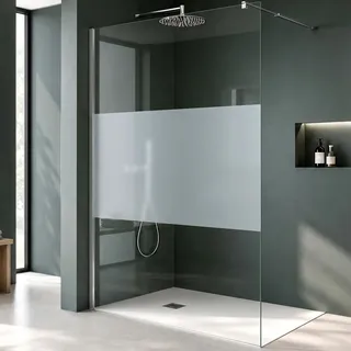 Mai & Mai Duschwand für Dusche Duschabtrennung 120x200cm Walk-In Dusche | Duschtrennwand 8mm ESG-Sicherheitsglas NANO Milchglas BRAM3 Bremen01MS