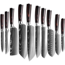 Bild von Messer Set, 10 Teilige Küchenmesser Set aus Edelstahl in Mehreren Größen mit Bequemen Griff, Messer Scharf/Rostschutz/Rutschfester Kochmesser
