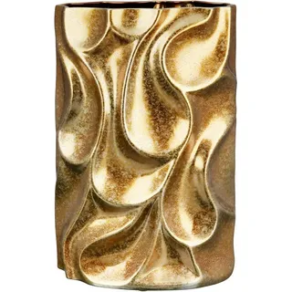 Casablanca by Gilde Gilde »Relief, Höhe ca. 36 cm, mit Dellen-Struktur« dekorative Vase aus Keramik, goldfarben, VE 1, L. 14 B. 25 cm,