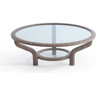 Runder Brauner Couchtisch Wohnzimmer Designer Glastisch Edle Möbel - Braun