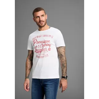 AJC T-Shirt, Kurzarm, schmale Passform, im Vintage-Design, weiß