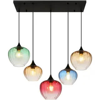 Globo Hängeleuchte , Grün, Klar, Orange, Schwarz , Metall, Glas, Textil , 39x120x86 cm , Ce , beliebig kürzbar , Lampen & Leuchten, Innenbeleuchtung, Hängeleuchten, Pendelleuchten