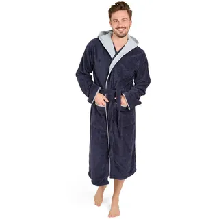 Blumtal Badenmantel Herren L - kuschelig weicher Bademantel aus 100% Baumwolle mit gefütterter Kapuze, Dunkelblau , Textil , onesize , Heimtextilien, Badtextilien, Bademäntel