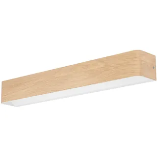 EGLO LED Wandleuchte Sania 6, Up und Down Leuchte, Wandlampe aus Metall in heller Holz-Optik, Bad Spiegellampe, Badezimmer und Flur Lampe, warmweiß, IP44