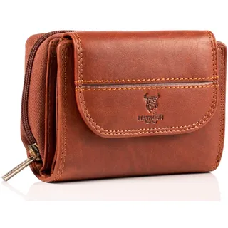 MATADOR Geldbörse Damen Mittelgroß Leder #Murcia mit edler Geschenkbox, Elegante Brieftasche Mittelgroß mit RFID Blocker, Luxus Damen-Geldbörsen Viele Kartenfächer, Braun Vintage