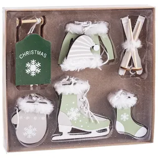 Set mit 10 Anhängern, aus Holz, Minze, 20 x 21 cm