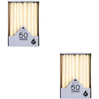 pajoma® Stabkerzen Elfenbein - 100 Stück | Höhe 25 cm, Ø 2 cm | Brenndauer ca. 7 Std. | Vielseitig als Tisch-, Deko-, Weihnachtskerze & für Gastro-Events