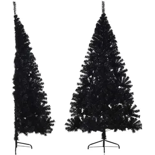 vidaXL Künstlicher Halb-Weihnachtsbaum mit Ständer Schwarz 180 cm PVC