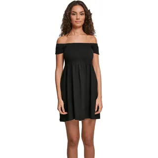 Urban Classics Damen Ladies Smoked Off Shoulder Dress Kleid, Schwarz (Black 00007), 46 (Herstellergröße: XXL)