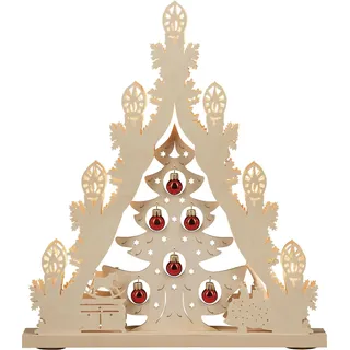 Lichterspitze 7 flg. Baum mit roten Kugeln 38,0 x 43,0 x 4,5 cm NEU Schwibbbogen