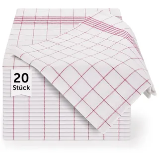 Blumtal 20er Set, Premium Geschirrtücher - Hochwertige Geschirrhandtücher, 100% Baumwolle, rot kariert, 50x70cm