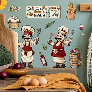 HGDESIGN® Wandtattoo Wandaufkleber der Koch Gerichte Wandsticker Wanddeko für Küche Esszimmer (A)
