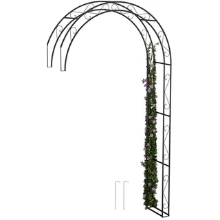 Relaxdays Rosenbogen Halbbogen 245 x 130 x 36 cm Schwarz