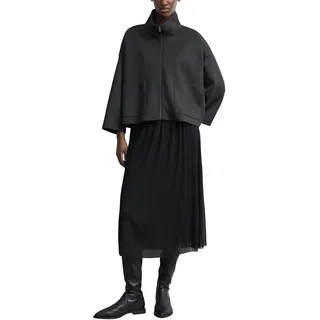 Faltenrock COMMA, Damen, Gr. 38, schwarz, Web, Obermaterial: 100% Polyester. Futter: 100% Viskose, unifarben, bequem 3/4-Länge, Röcke Faltenrock, Sommerrock mit elastichem Bund