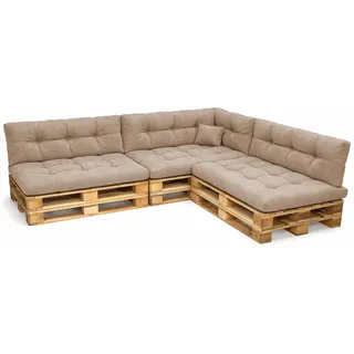 POKAR Palettenkissen Palletenauflagen Palettenpolster Palettensofa Palettenmöbel 8er Set: Sitzkissen 120x80 + Rückenlehne 120x40, Beige
