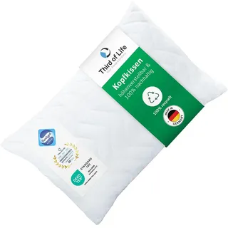 VERDA Pillow - Kopfkissen 40x60 Made in Germany, 100% nachhaltig, Orthopädisches Schlaf-Kissen 40 x 60 aus recycelten Fasern, Höhenverstellbar für Bauch-, Rücken-, Seitenschläfer, Allergiker geeignet