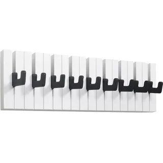RICOO Garderobenleiste Wandgarderobe Kindergarderobe Piano Design ausklappbar WM1886-L Garderobe Wand Hakenleiste Kleiderhaken klappbar 9 Haken Holz Klavier Garderobenhaken