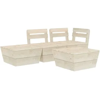 4-tlg. Garten-Paletten-Lounge-Set Imprägniertes Fichtenholz - Beige, Bunt