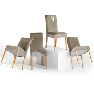 RESTILO Stuhlhussen 4er Set Stretch Stuhlhussen Abnehmbare Waschbare Sento | Stuhlbezüge Esszimmerstühle Elastischer Stuhl Überzug für Esszimmer Küche Restaurant Hotel Hochzeit Party, Beige