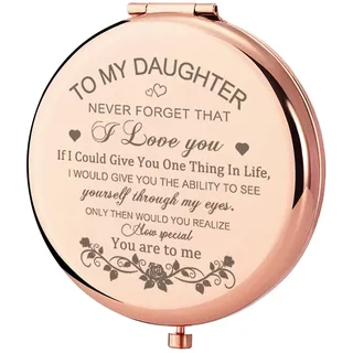 GAOLZIUY Kompaktspiegel für Tochter von Mama, Rose Gold Töchter Kompaktspiegel, Geburtstagsgeschenke für Tochter von Mutter für Tochter Geburtstag, Abschlussfeier, Hochzeitstag, Weihnachten