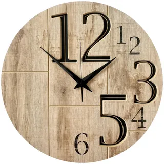 Wanduhr , Schwarz, Eichefarben , Holz, Metall, Kunststoff , Fsc, Made in Eu , Dekoration, Uhren, Wanduhren
