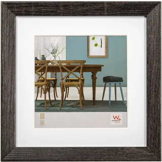 walther design Bilderrahmen dunkelgrau 40 x 40 cm mit Passepartout, Fiorito Holzrahmen EF440D