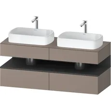 Duravit Qatego Konsolenwaschtischunterbau, 2 Auszüge, 2 Schubkästen, 2 Ausschnitte, 1400x550x600mm, Nische Graphit Matt, QA4767049, Farbe: Basalt Matt