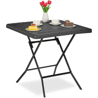 relaxdays Gartentisch in Holzoptik - Schwarz