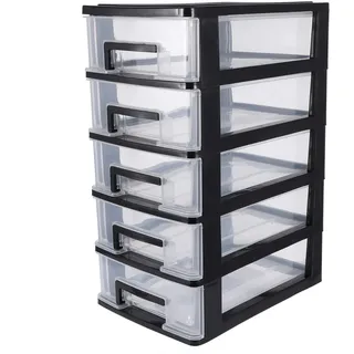 SAFIGLE Aufbewahrungsschrank Mit 5 Schubladen Schubladenschrank Aus Walnussholz Tragbarer Organizer Für Schreibtischutensilien Kosmetik Büro Und Arbeitszimmer 31.50 X 22.00 X 15.20cm