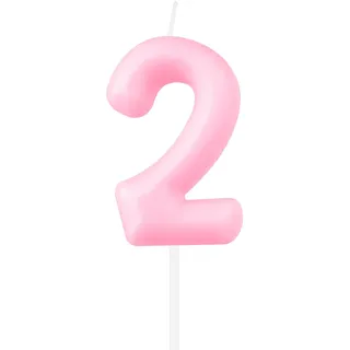Macaron Rosa Zahl 2 Kerzen, Rosa 2nd Geburtstag Kerzen, Macaron Happy Birthday Kerze für Kuchen, süße Kuchendekoration, Macaron Rosa Cake Topper für Mädchen Jungen Geburtstagsdekorationen