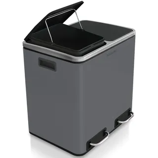 Karat Tretmülleimer Felix Trennsystem Dunkelgrau 2 x 30 Liter (60 Liter) - Dunkelgrau