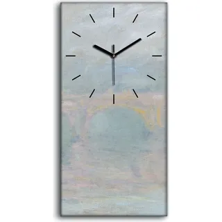 Wanduhr Bürouhr Leinwand Bild Geräuschlos Kunstdruck 30x60 Waterloo Brücke - schwarze Hände - Blau