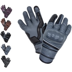 MAXAX ST-11 Motorradhandschuhe für Motocross, Scooter, CE-geprüft, Touchscreen, atmungsaktiv, 1 KP, EU-Norm – aus echtem Leder, bequem und hochwertig, Unisex und Mi-Saison (M, grau/schwarz)