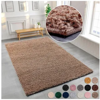 MY HOME Hochflor-Teppich »Viva« rechteckig 45 mm Höhe Uni Farben, einfarbig, besonders weich und kuschelig, Kundenliebling, braun