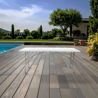 KAMBERG® - Klapptisch 180 x 74 x 74 cm – rechteckig weiß 6/8 Personen – Gartentisch – Campingtisch