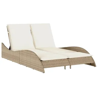 vidaXL Sonnenliege mit Auflagen Beige 114x205x73 cm Poly Rattan - Beige