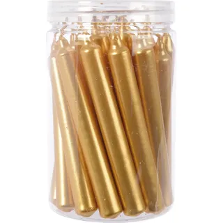 Kerze Wachs 22x Mini Spitzkerze metallic gold D1,3 H10,5 - Gelb