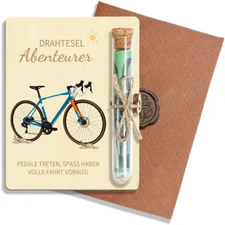 Glamifyr Geldgeschenk Fahrrad,Fahrrad Geldgeschenk,Spardose Fahrrad,Geschenk Fahrradliebhaber mit Reagenzgläser und Umschlag,Geschenke für Fahrradfahrer,Holz Geschenkgutschein Geburtstag für Radfahrer