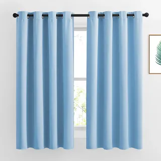 NICETOWN One Pair Solide Tülle Verdunklungsvorhänge (Regular), Textil, blau, W52 x L63